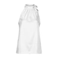 thumbnail image 4 of Crop Tops d'Été pour Femmes Col Rond Sans Manches Ajusté Couleur Unie Imprimé Léopard Tee Tops, 4 of 5
