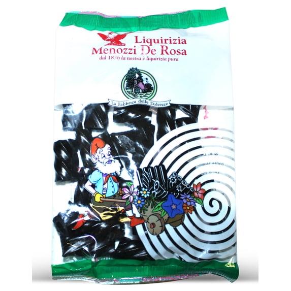 Menozzi De Rosa, Fusilli Chewy Italian Black Licorice Triple Pure Extract 90g Bag (5 pcs)