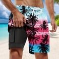 thumbnail image 2 of Ediodpoh Mens Swim Trunks Summer Fashion Double Layer Board Pants with Compression Liner Pockets Men Swim Shorts Hot Pink_005 L, 2 of 7