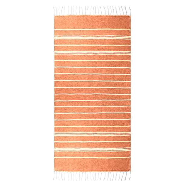 Toalla de playa estilo turco: rayas tejidas, material de poliéster. Disfruta de una cómoda playa.