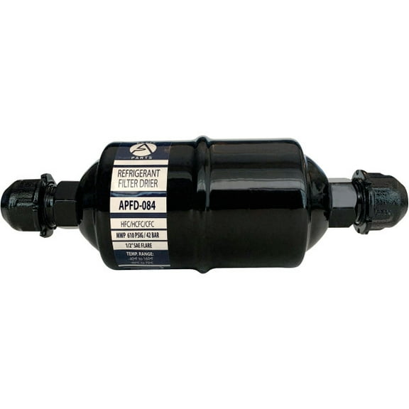 Appli Parts APFD-084 1/2 in Liquid Line Refrigerant AC Filter Drier hvac Refrigeration 084 SAE Flare connection universal unidirectional 6in long 2 in wide
