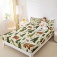 thumbnail image 4 of Homewish Cute Wild Bear Bed Sheets,Rustic Pine Tree King Sheets,Beige Green Sheet Set For Boys Kids,Luxury Bedroom Decor,4-Piece, 4 of 7