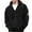 Black, variant on Mens Fuzzy Fleece Warm Jacket Hooded Pullover Elastic Solid Color Flag Pattern Fluffy Coat with Pocket Black