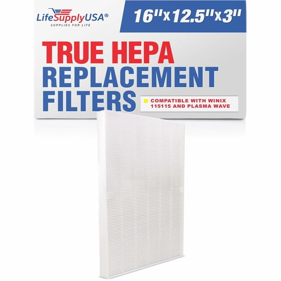 LifeSupplyUSA True HEPA Air Cleaner Filter Replacement Compatible with Winix PlasmaWave 115115, Size 21
