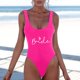 thumbnail image 2 of MKLEKYY Trajes De Baño Mujer Curvy Women Fashion Letter Print Piece Swimsuit Sexy Bikini Swimwear Bathing Sleeveless Backless Swimsuit 1702, 2 of 4
