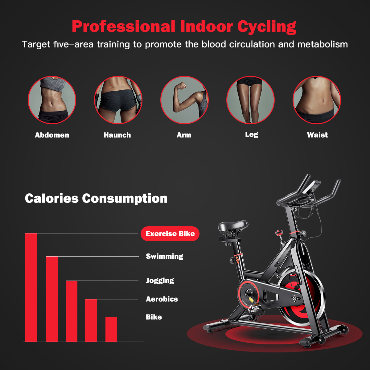 Stationary Exercise Magnetic Cycling Bike 30Lbs Flywheel Home Gym Cardio Workout - image 7 of 10