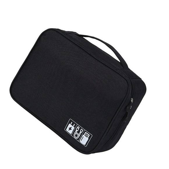 Bolsa electrónica para hombre, de poliéster, con varios compartimentos, con cremallera, organizador de cables grande, accesorios de gestión de Almacenamiento y organización del hogar Negro Yuarrent HA067492-02
