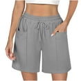 thumbnail image 3 of Taqqpue Women's High Waisted Athletic Running Shorts with Side Pockets,Workout Gym Sweat Shorts Casual Solid Color Drawstring Shorts with Pockets, 3 of 9