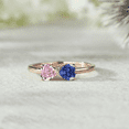 thumbnail image 2 of Heart Cut Pink & Blue Sapphire Bow Tie Design Proposal Ring in 14k Rose Gold Vermeil - September Birthstone - Promise Ring, 2 of 6