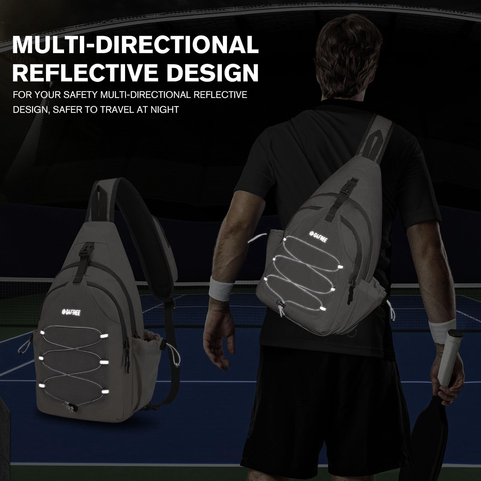 G4Free Pickleball Bag, Crossbody Sling Bag for Men Women, Pickleball Backpack, Pickle Ball Paddle Bag Gifts for Sports