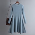 thumbnail image 2 of Sngxgn Long Sleeve Midi Dress Casual Loose Flowy Dresses(Blue,One Size), 2 of 7