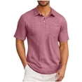thumbnail image 2 of Moxiu Men's Big & Tall Button Up Collared Short Sleeve Athletic Golf Shirts Summer Business Casual Fitness Workout Tops Pink,L, 2 of 6