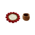 thumbnail image 2 of Handmade Yarn Crochet Rose Mat & Knitted Small Flower Basket, Soft Insulation Pad Desktop Ornament, Dual-Function Heat-Resistant Coaster Trinket Storage Sweet Holiday Gift, 2 of 6