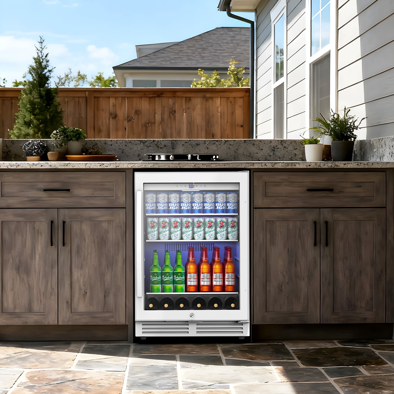 TITTLA 24 inch Beverage Refrigerator Cooler,190 Can Beverage Wine Cooler Under Counter,White