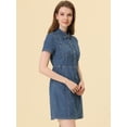 thumbnail image 3 of INSPIRE CHIC Robe d'Été Élégante en Denim à Col pour Femmes Manches Courtes Bleu Clair G, 3 of 5