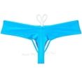 thumbnail image 3 of Botmois Men's Solid Swim Boxer Briefs Smooth Bikini Bottoms Thong Soft Drawstring Triangle Swimwear Shiny Mini Beach Boardshorts Bathing Suit Lake Blue M, 3 of 4