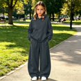 thumbnail image 5 of Angala 2 Piece Outfits For Girls Long Sleeve Cozy Hooded Sweatshirt With High Wwaist Pants With Back Pocket Set Girls Fall Season Wear Clothes, 5 of 6