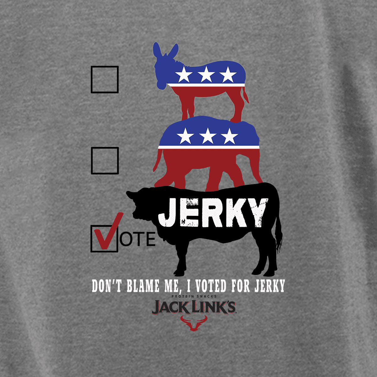 Jack Link's Men's Vote Jerky Short Sleeve T-Shirt, Grey- XL