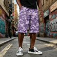 thumbnail image 2 of Cargo Shorts for Men Drawstring Elastic Waist Camouflage Shorts Summer Loose Causal Shorts with Multi-Pockets, 3XL, 2 of 6
