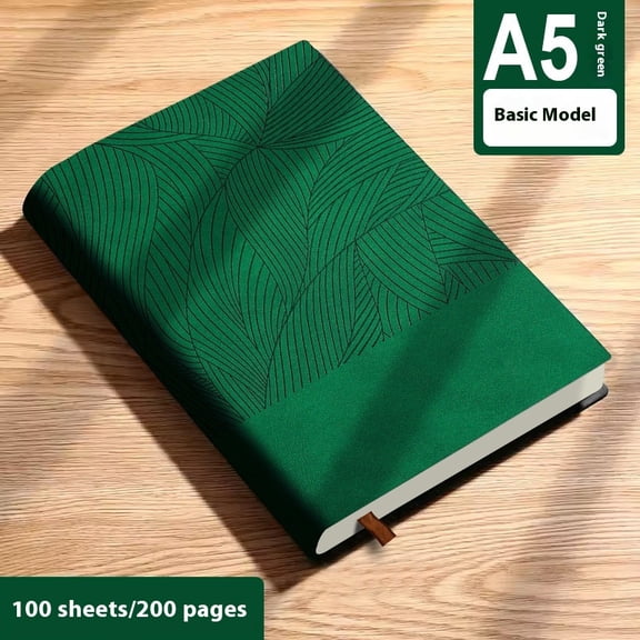 Green Lined Journal Notebook for Work College Ruled Note Book PU Leather Daily Journaling 200 Pages for Women Men Writing Home School Supplies Business