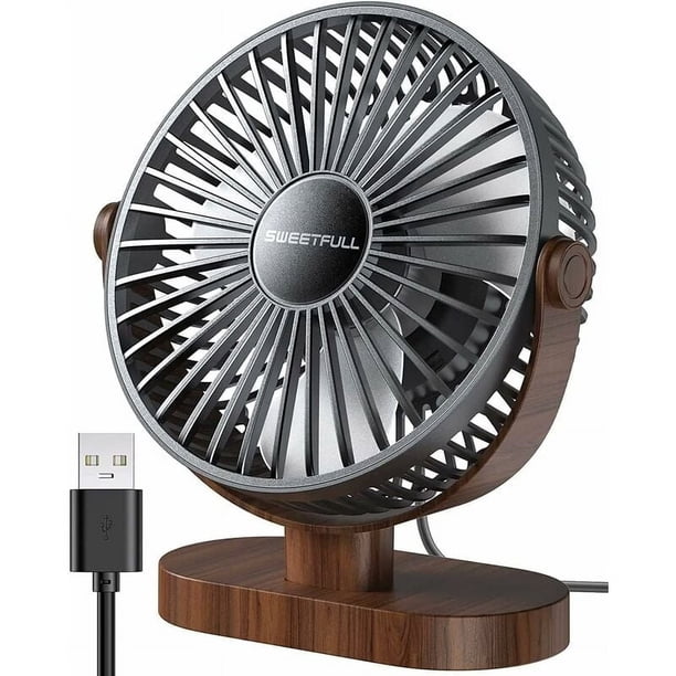 Ventilador de escritorio con ajuste de 360 grados, portátil, con funcionamiento ultrasilencioso y cubierta frontal desmontable, para una limpieza sin esfuerzo y un flujo de aire personalizable