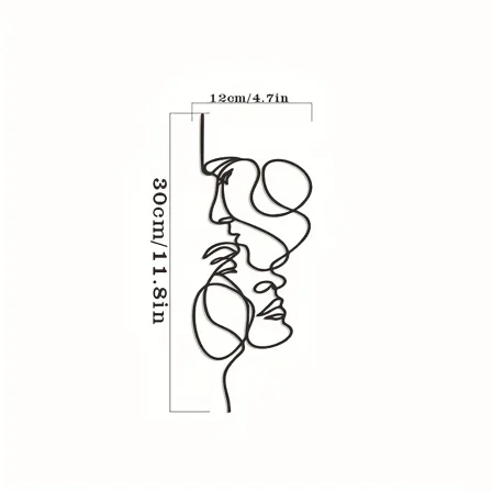 1pc Facial Line Wall Decor, Metal Wall Art Minimalist, Abstract Iron Wall Sculpture Modern Black Home Hanging Wall Art Decor