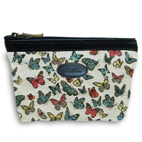 Royal Tapisserie Trousse de Maquillage Cosmétique avec Détails en Cuir Design Papillon Fabriqué en France