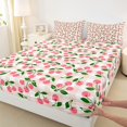 thumbnail image 3 of Manfei Cute Pink Cherry Twin Sheet Sets for Kids, Cartoon Orange Abstract Twin Fitted Sheet, Kawaii Summer Fruit Flat Sheet, Luxury Bedroom Decor, 3-Piece, 3 of 7