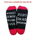 thumbnail image 3 of Milue Unisex Cotton Crew Socks Funny Worst Senior 2020 Quarantine Letter Print Hosiery, 3 of 14
