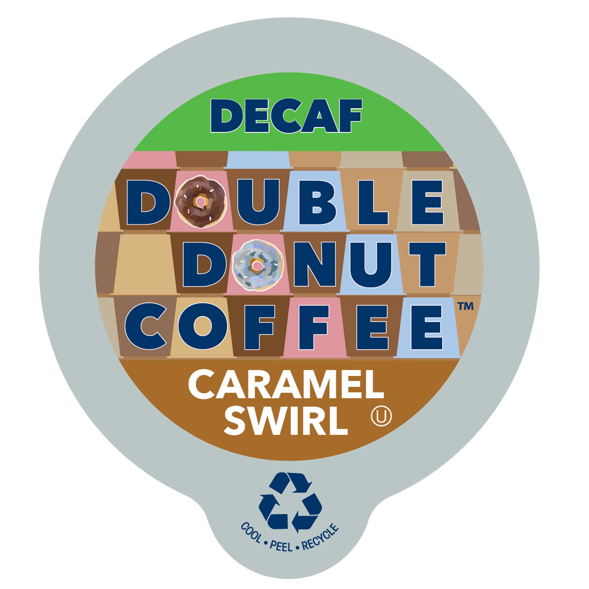 Double Donut, Decaf Caramel Swirl Flavored Coffee KCups, 80 Ct