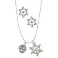 thumbnail image 1 of Delight Jewelry Silvertone XOXO Spinner Silver tone Snowflake Charm Necklace and Stud Earrings, 1 of 4
