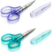 Detail Craft Scissors Set (2 Pc.) Curved and Straight, Sharp, Compact | Sewing, Embroidery, Paper Cutting, Crafting | Stainless Steel | Protective Cover
