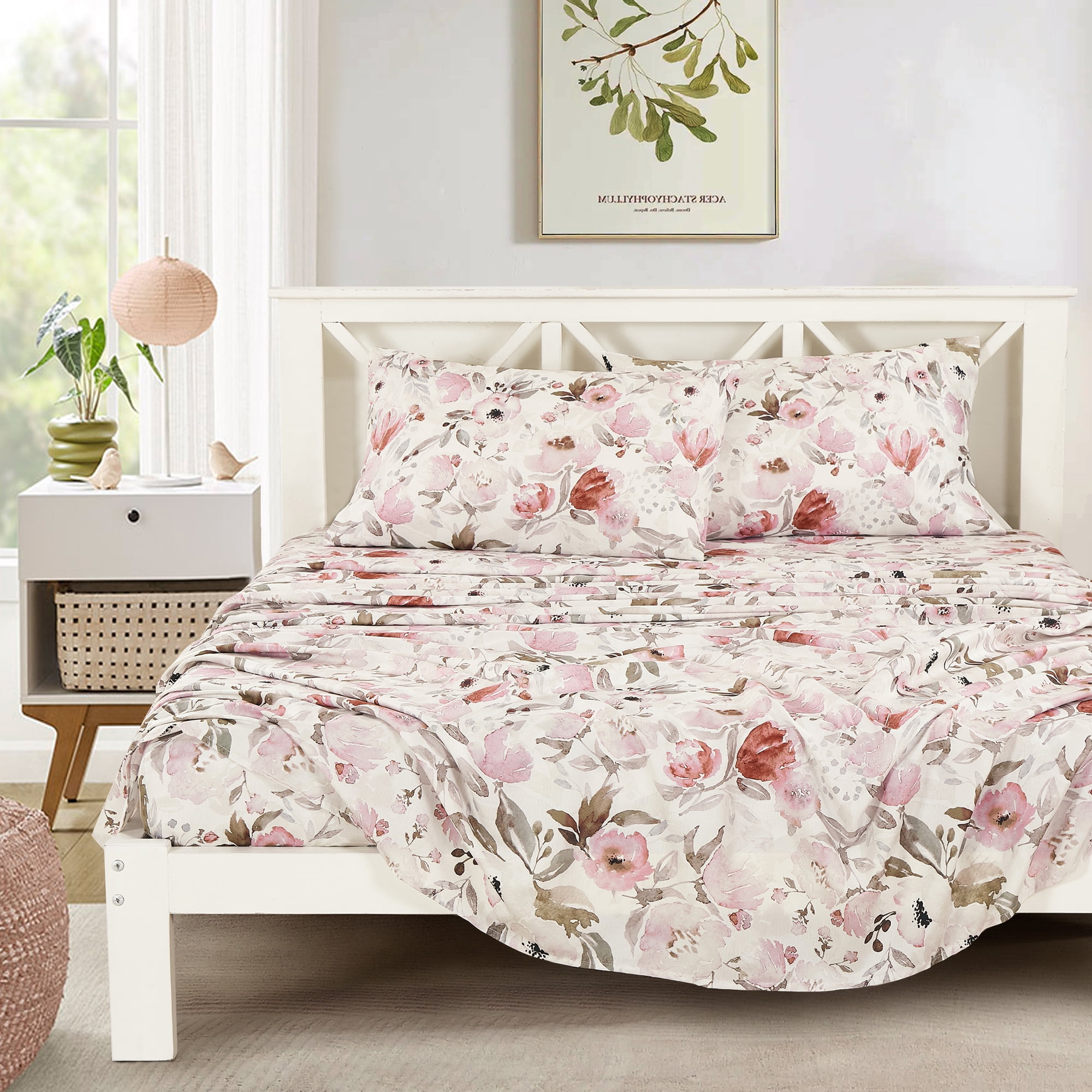 Evjk 3-4 PC Jcrown Sheet Set, Sophisticated Print, Plush Feel, Full