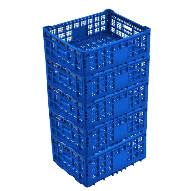 Yeshouse Caja de almacenamiento resistente con paredes reforzadas, plegable y apilable, de plástico, multiusos para garaje, cocina y oficina