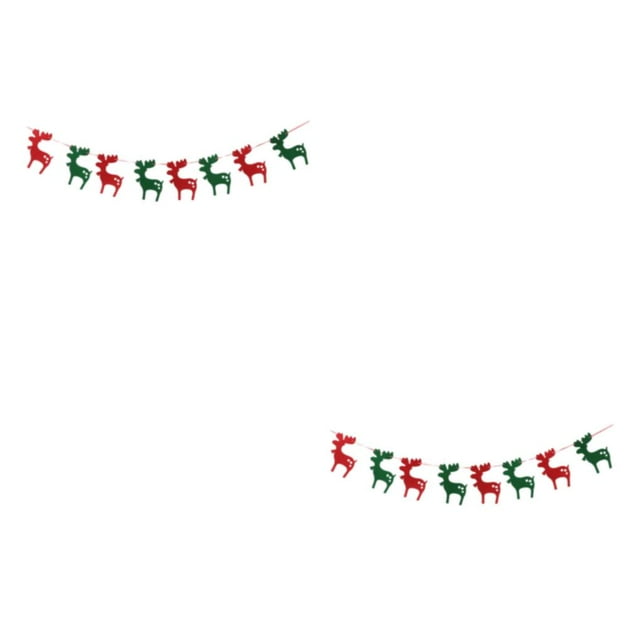 Wosthever Suministros de fiesta de tela para celebraciones llenas de diversión Banderas coloridas Suministros para fiestas Banderines de multicolor ciervo de navidad 2Conjunto