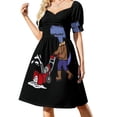 thumbnail image 3 of Vestido de manga corta con divertido dinosaurio T-rex usando quitanieves, ropa de mujer, cóctel de vestidos, vestidos de verano de mujer ., 3 of 7