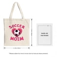 thumbnail image 3 of Stylish Canvas Tote Bag with Soccer Ball in Pink Heart & ' SOCCER MOI ' Text - Perfect for Shopping Travel & Parties, 3 of 4