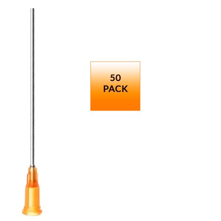 50 Pack of Blunt Tip Lure Lock Dispensing Fill, Industrial/Arts and Crafts Needles, 15 Gauge - Amber, 2" / 5.08cm