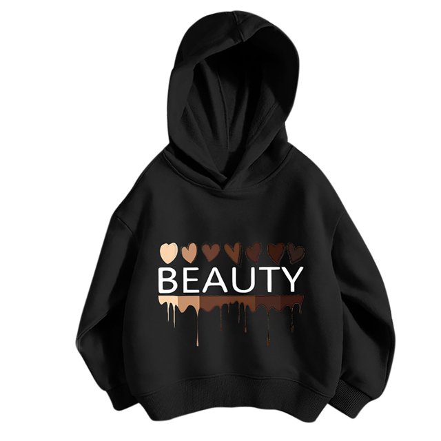 Chandail en Molleton pour Tout-Petits, Rabais, Chemise pour Enfants à Manches Longues, T-Shirt à Motif Imprimé, Col Rond, Hauts Courts, Convient aux Filles, Chandail à Capuchon, Chandail pour Bébés Garçons, Noir, 7T