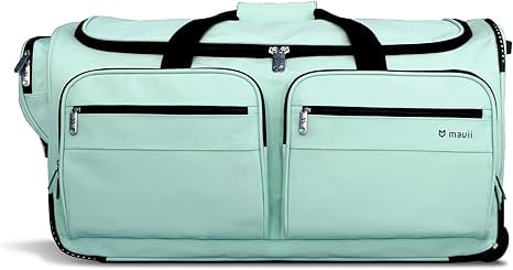 Mavii™ 2023 LIMITED EDITION: Dance Bag With Garment Rack, Dance Duffel-Wheeled 28 Inch Collapsible Bag, Travel Costume Rack Rolling Upright Luggage, Mavii Mint…