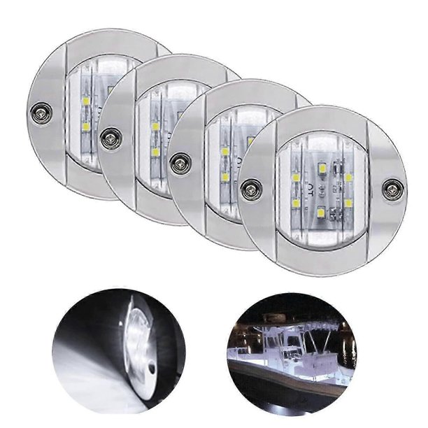 4 Pack Led Boat Light 12v Round Marine Lamp Led Transom Mount Light For Boat Deck (white)