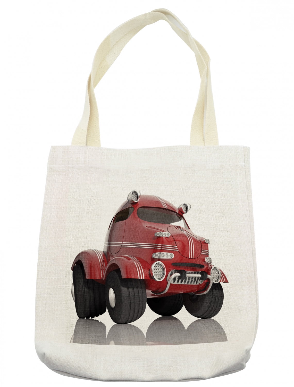 Cars Tote Bag, 3D Style Car Kids Traffic Transport Technology Prototype