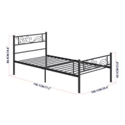 Yoneston Twin Size Metal Platform Bed Frame with Headboard Footboard for Boys Kids Adults, Black
