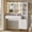 White A, variant on Plonmago Makeup Vanity Desk with Lights Mirror and 10 LED Light Bulbs, Large Vanity Table with Charging Station, 5 Drawers, Nightstand and Storage Shelves, White & Gold