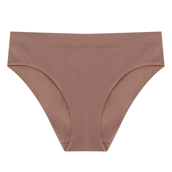 GEWSEY Women's Organic Cotton Panties Comfortable Soft Fit Mid Waist Underwear (Beige, L)
