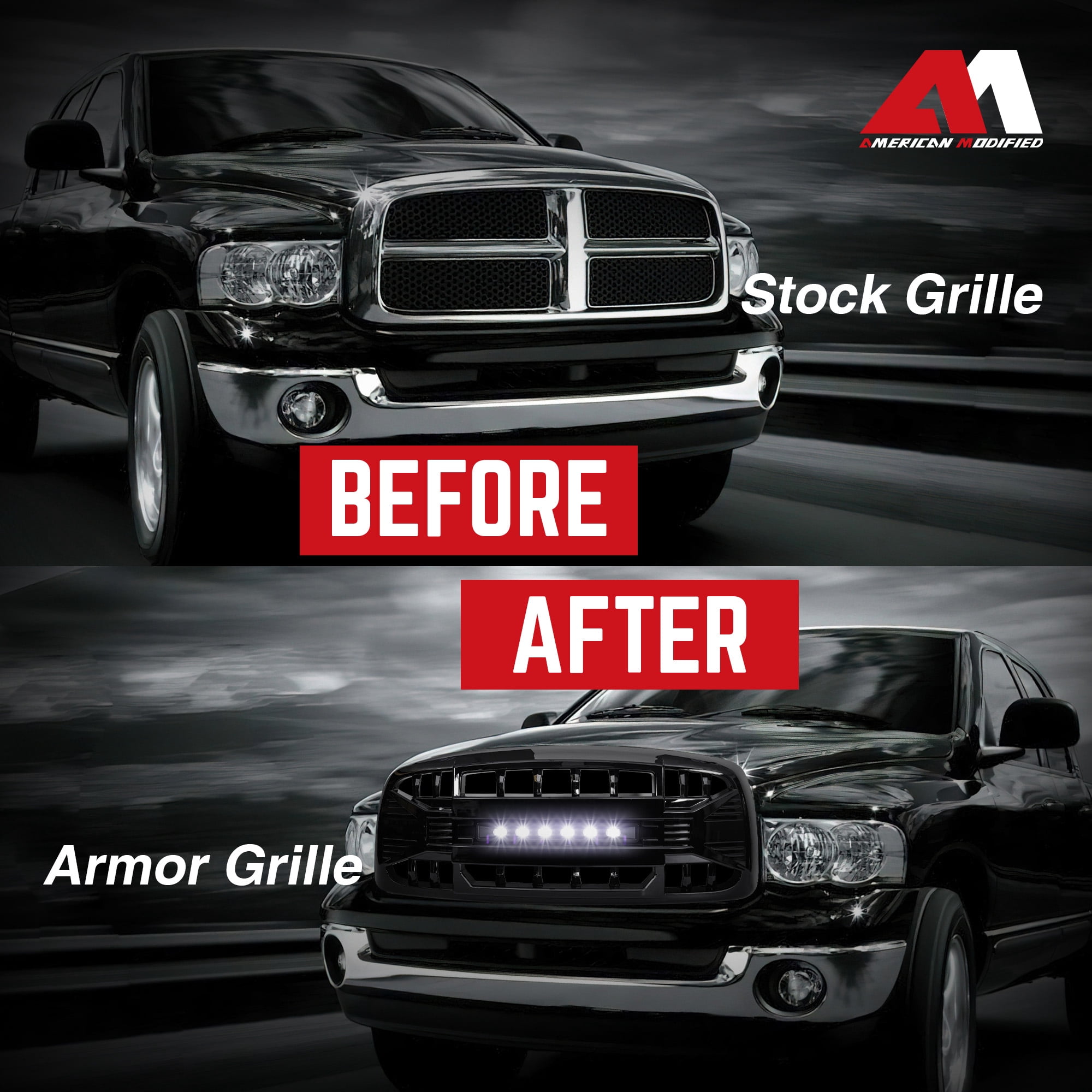 AMERICAN MODIFIED Armor Grille for 2002-2005 Dodge Ram 1500/2500/3500