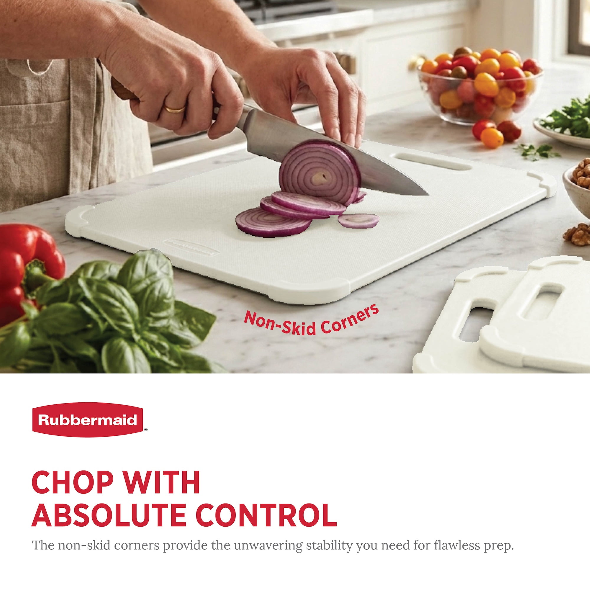 Rubbermaid 3-Piece Wheat Fiber Cutting Board Set with Non-Skid Corners, Coconut Milk