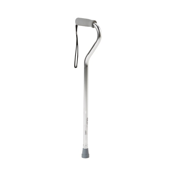 McKesson Silver Aluminum Offset Handle Cane, Adjustable Walking Aid, 30 to 39" H, Supports 300 lbs, 1 Ct