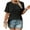 Black, variant on Plus Size Tops Women'S Plus Size T-Shirt, Casual Loose Fit Short Sleeve Top with Pleated Detail, Soft Round Neck Blouse for Everyday Wear, Available In Sizes Large to 5Xl Womens Pl