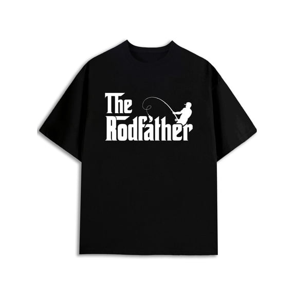 Greenink The Rodfather Fishing Tee Men's funny t shirts black gifts casual Soft and comfortable summer and spring season Retro Unisex Shirt Crewneck tshirts